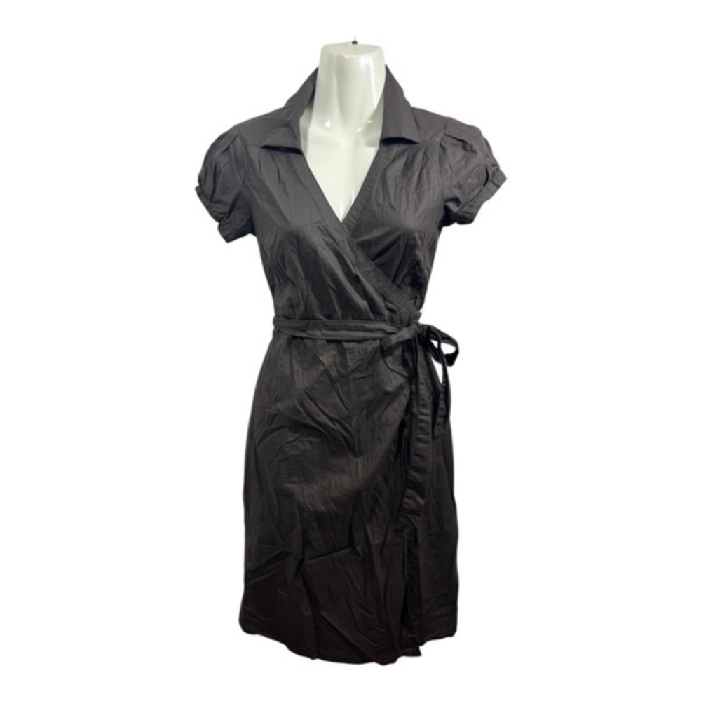 Rachel Mara Wrap Dress Womens Size 2 Choclate Brown Cotton Minimalist Casual